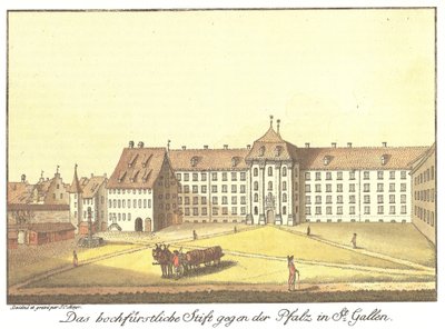 Il Principesco Monastero verso il Palazzo a St. Gallen da Johann Konrad Mayr